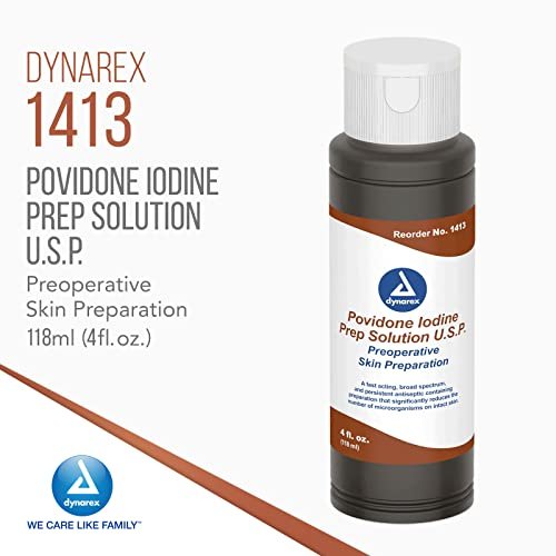 Dynarex Povidon-Iod-Lösung 10 %, Antiseptikum für Haut und Schleimhäute, Ideal für die chirurgische Vorbereitung, 118 ml (4 fl. oz.), 1 Flasche