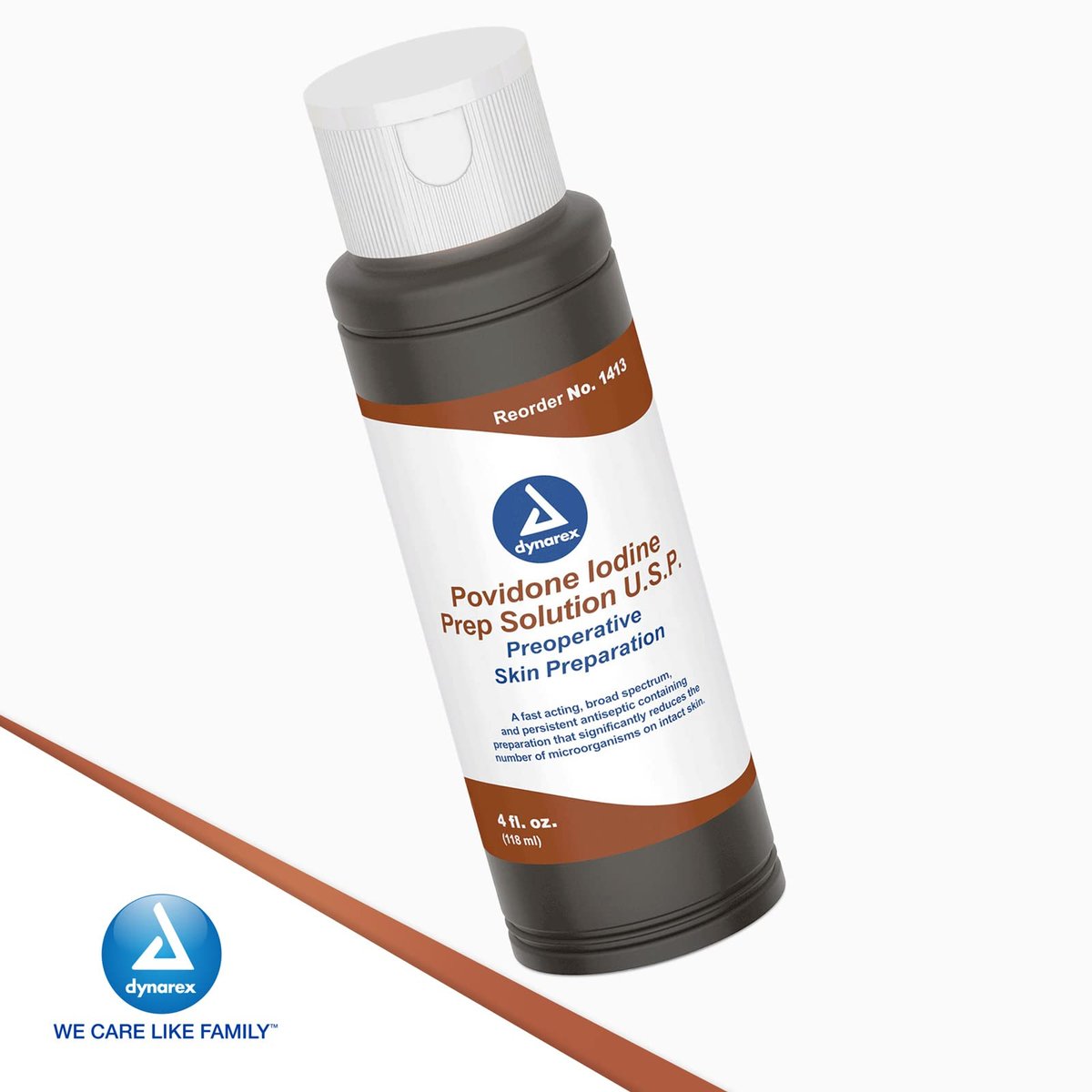 Dynarex Povidon-Iod-Lösung 10 %, Antiseptikum für Haut und Schleimhäute, Ideal für die chirurgische Vorbereitung, 118 ml (4 fl. oz.), 1 Flasche
