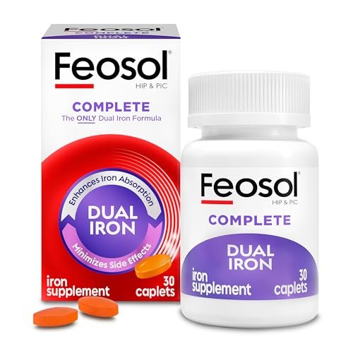 Feosol Complete Eisenpräparat Kapseln – mit Bifera-Eisen für hohe Absorption, Häm- und Nicht-Häm-Eisen, Dual-Action, minimiert Nebenwirkungen, 1 pro Tag, für Energie- und Immunsystemunterstützung, hergestellt in USA, 30 Stück