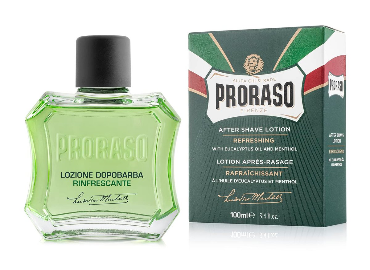 Proraso Aftershave Lotion – Erfrischendes Aftershave Splash mit Eukalyptusöl & Menthol für alle Barttypen – 100 ml