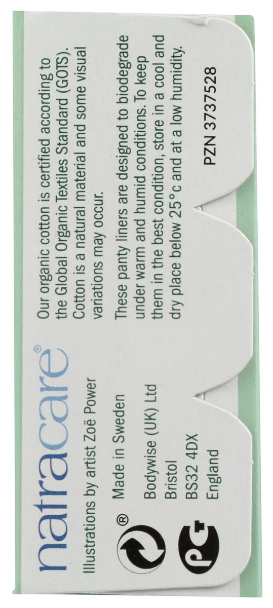 Natracare Bio-Baumwoll-Slipeinlagen, hauchdünn, zertifizierte Bio-Baumwolle (1 Packung, 22 Einlagen)