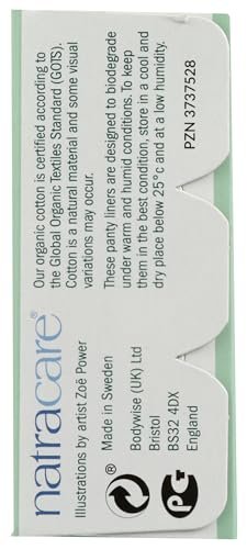 Natracare Bio-Baumwoll-Slipeinlagen, hauchdünn, zertifizierte Bio-Baumwolle (1 Packung, 22 Einlagen)