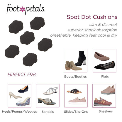 Foot Petals Spot Dot Cushion Scalloped Druckentlastung für Blasen – Schwarz, Medium