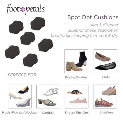 Foot Petals Spot Dot Cushion Scalloped Druckentlastung für Blasen – Schwarz, Medium