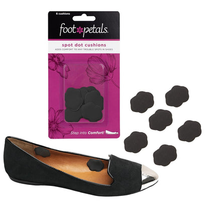Foot Petals Spot Dot Cushion Scalloped Druckentlastung für Blasen – Schwarz, Medium