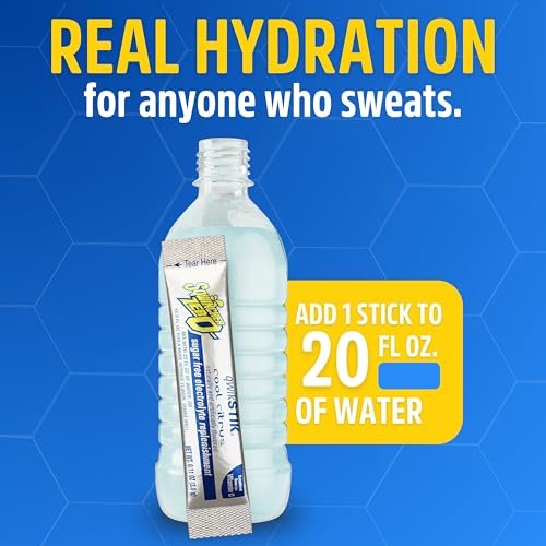Sqwincher Zero Qwik Stik, Cool Citrus, Zuckerfrei, Kalorienarm, Natriumarm Elektrolyt-Pulver Hydrationsgetränk, 0,11 oz Beutel (50er-Pack)