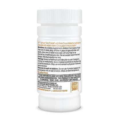 21st Century Zoo Friends mit Extra C - Kaubare Multivitamin-Tabletten, 60 Stück