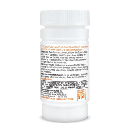 21st Century Zoo Friends mit Extra C - Kaubare Multivitamin-Tabletten, 60 Stück