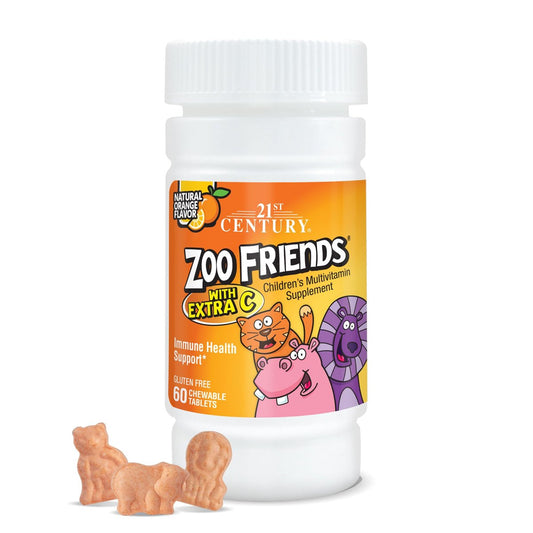 21st Century Zoo Friends mit Extra C - Kaubare Multivitamin-Tabletten, 60 Stück