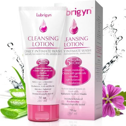 Lubrigyn Reinigungslotion – Tägliche Intimwaschlotion mit Hyaluronsäure für trockene und empfindliche Haut, pH-ausgleichend, 200 ml