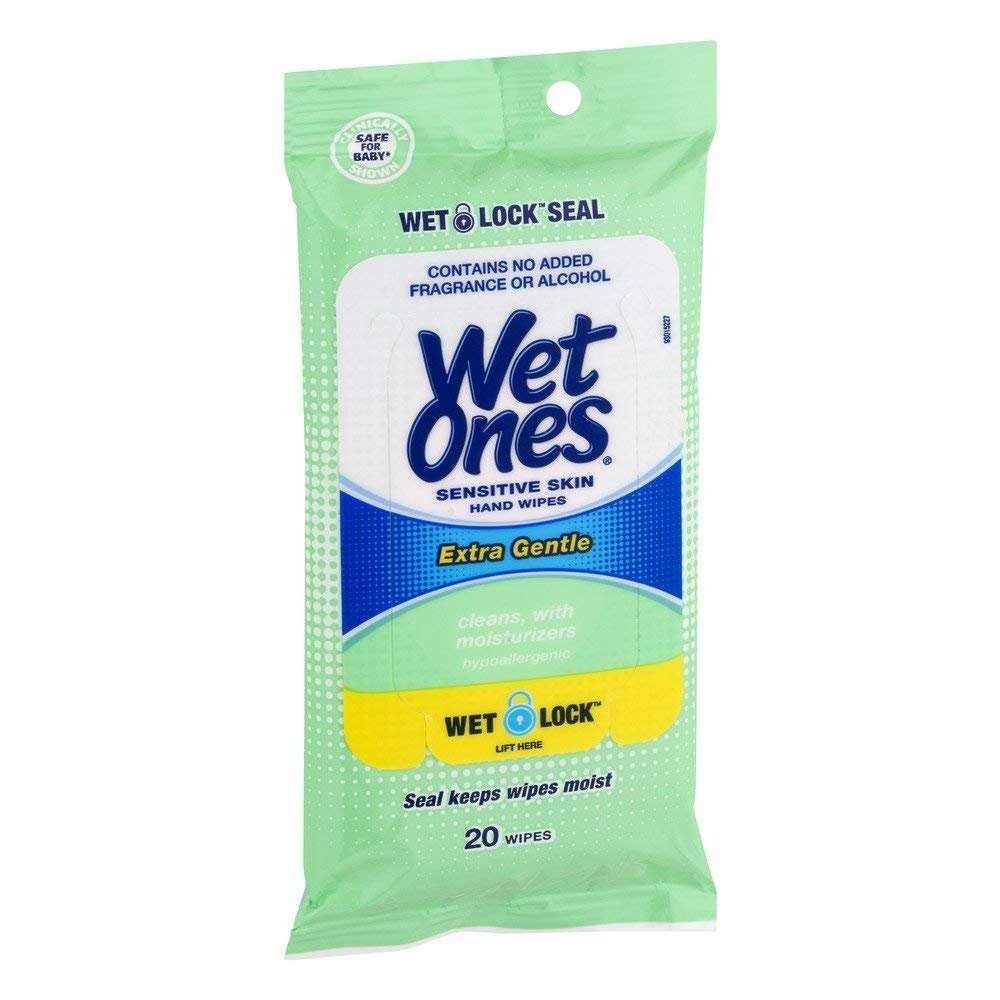 Wet Ones Sensitive Skin Feuchttücher 20er Pack – Sanfte Händereinigung