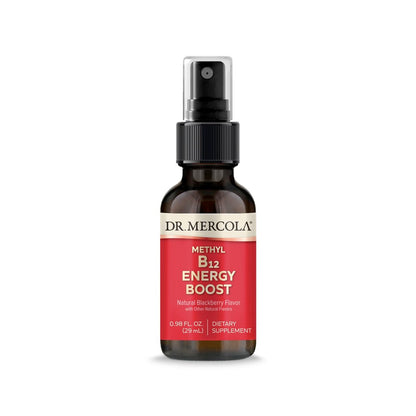Dr. Mercola Methyl B12 Energy Boost - Schnell absorbierendes Spray - Aktives Vitamin B12 als Methylcobalamin - Natürlicher Blackberry-Geschmack - 39 Portionen