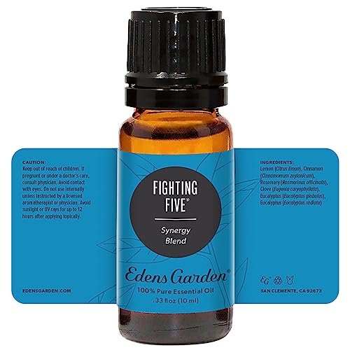 Edens Garden Kampf der Fünf Bio-Ölmischung – 100 % reines Premiumöl, unverdünnt, natürlich, therapeutisch, Aromatherapie, ideal für Diffuser, Kerzen, Wäsche, Luftbefeuchter 10 ml (0,33 fl oz)