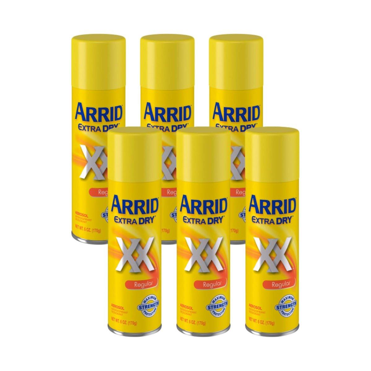 Arrid Extra Dry Regular Aerosol Antitranspirant Deodorant 6 oz (Pack mit 6 Dosen)