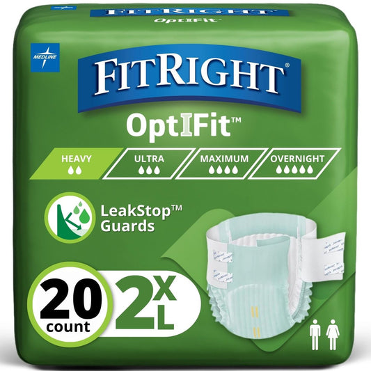 FitRight Inkontinenzhosen mit Klebelaschen, schwere Saugfähigkeit, 2XL, 60-70 Zoll, 20 Stück