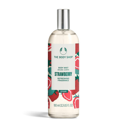 The Body Shop Erdbeer Body Mist – Erfrischt und kühlt mit süßem, fruchtigem Duft – Vegan – 100 ml