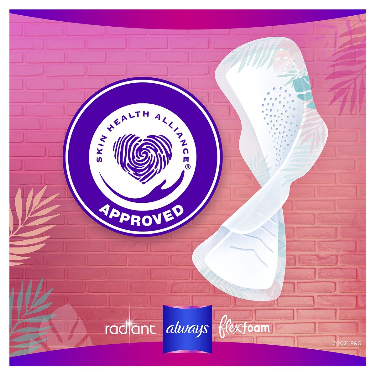 Always Radiant Teen-Pads, Größe 1, Normal, mit Flügeln, parfümfrei, 28 Stück