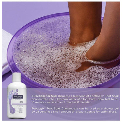 FOOTLOGIX Fußbad-Konzentrat, 8,45 oz – Sanfte Reinigung, Fußbad, weicht trockene Füße und Hornhaut auf