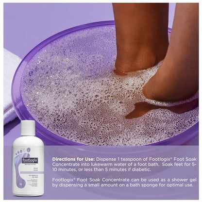 FOOTLOGIX Fußbad-Konzentrat, 8,45 oz – Sanfte Reinigung, Fußbad, weicht trockene Füße und Hornhaut auf