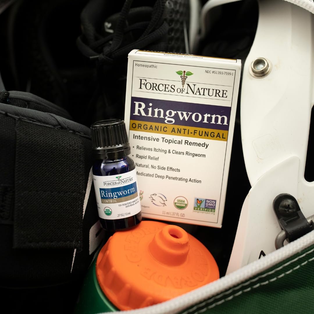 Forces of Nature Ringworm Behandlung für Menschen – Organische homöopathische Medizin, 0,37 Fl Oz, Antimykotische Linderung von Juckreiz, Rötungen und gereizter Haut bei Ringelflechte, Nicht GVO