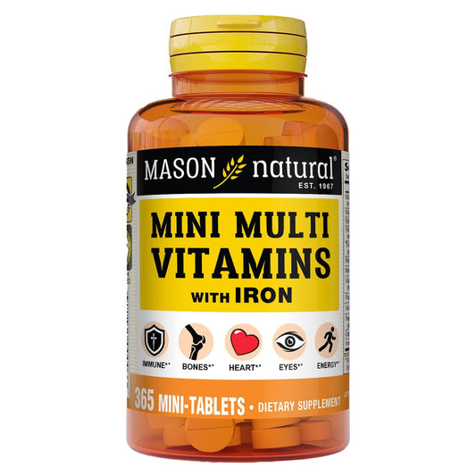 MASON NATURAL Mini Multi Vitamine mit Eisen, Vitamin A, C, D, E, B1, B2, B3, B6, B12, Folsäure und Calcium für die allgemeine Gesundheit, 365 Tabletten (1-Jahres-Vorrat)
