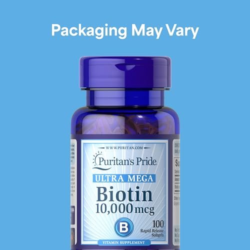 Puritan's Pride Premium Ultra Mega Biotin 10.000 mcg – Nahrungsergänzungsmittel für gesundes Haar, Haut, Nägel und Energiestoffwechsel – 100 Tage Vorrat, 100 Rapid Release Weichkapseln