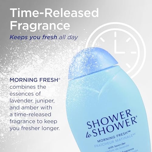 Shower to Shower Morning Fresh Körperpuder mit Lavendel für Männer & Frauen, Talkumfrei, Schweißabsorbierend, verhindert Scheuern & Geruch, desodorierend – 8 Unzen (3er-Pack)