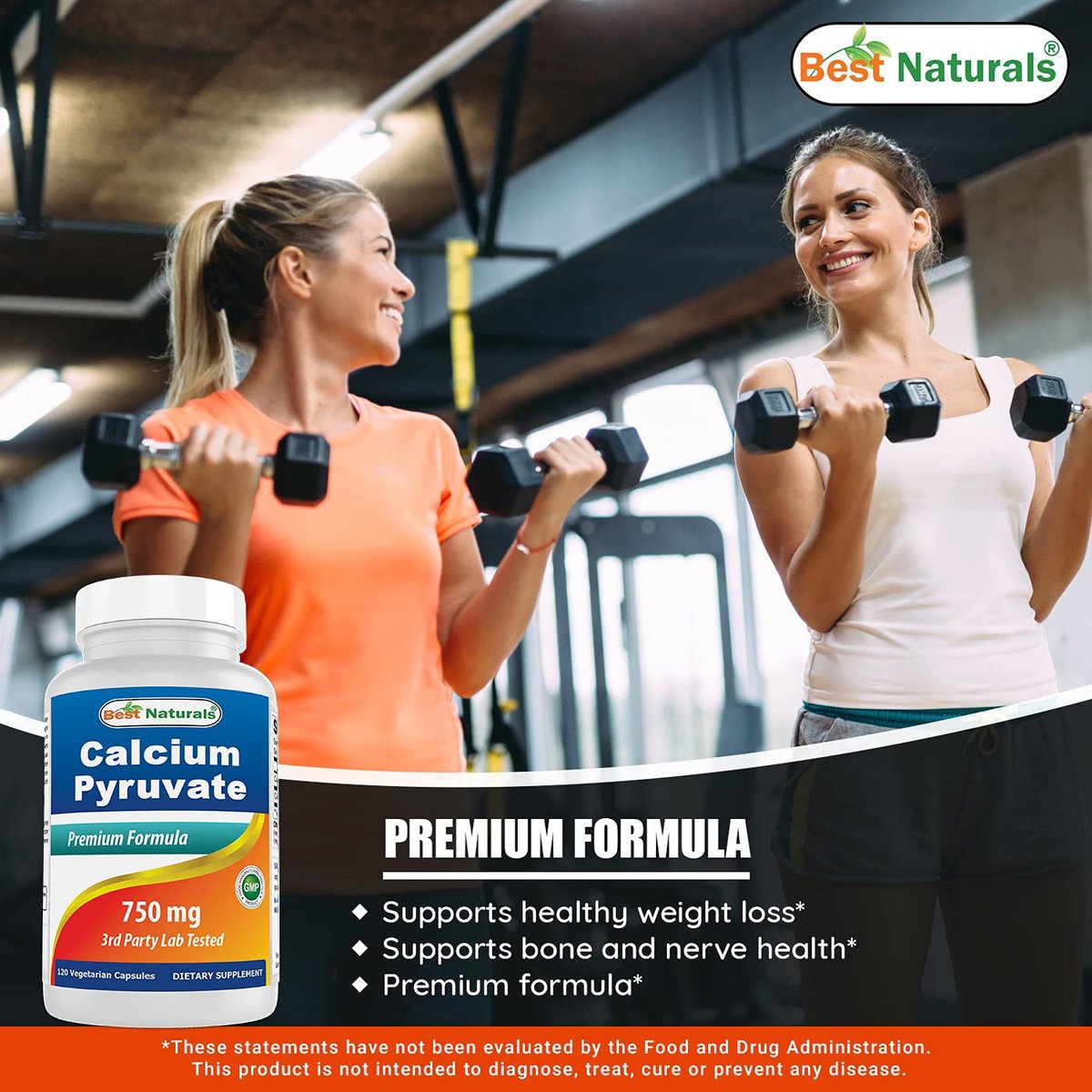 Calcium Pyruvat 750 mg – 120 Kapseln von Best Naturals (2er-Pack)