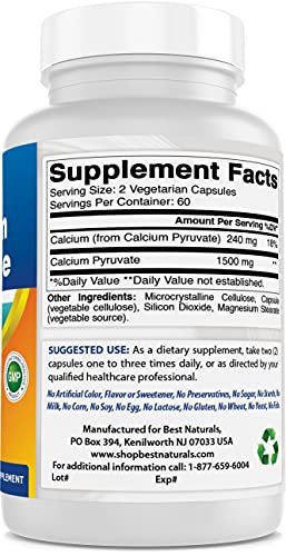 Calcium Pyruvat 750 mg – 120 Kapseln von Best Naturals (2er-Pack)