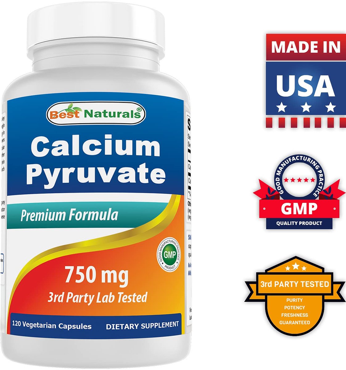 Calcium Pyruvat 750 mg – 120 Kapseln von Best Naturals (2er-Pack)