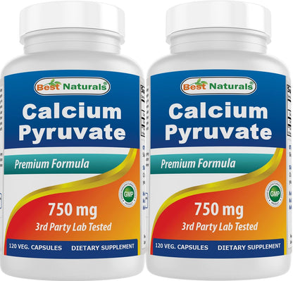 Calcium Pyruvat 750 mg – 120 Kapseln von Best Naturals (2er-Pack)