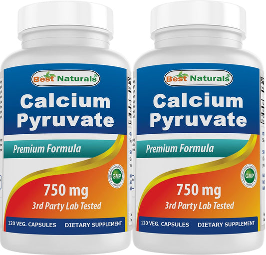 Calcium Pyruvat 750 mg – 120 Kapseln von Best Naturals (2er-Pack)