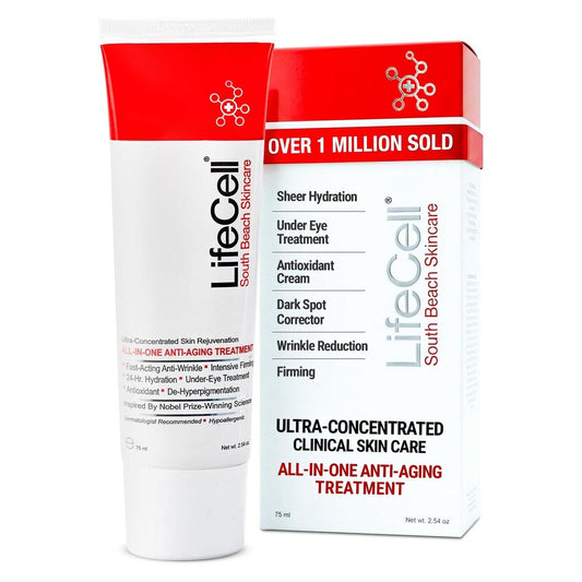 LifeCell All In One Anti-Aging Creme – Reduziert Falten, feine Linien, dunkle Augenringe & Sonnenschäden – Retinol, Vitamin C, DMAE & Hyaluronsäure – Duftfrei, für alle Hauttypen (75 ml)