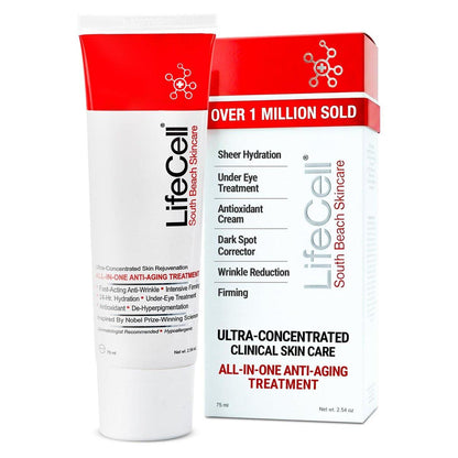 LifeCell All In One Anti-Aging Creme – Reduziert Falten, feine Linien, dunkle Augenringe & Sonnenschäden – Retinol, Vitamin C, DMAE & Hyaluronsäure – Duftfrei, für alle Hauttypen (75 ml)