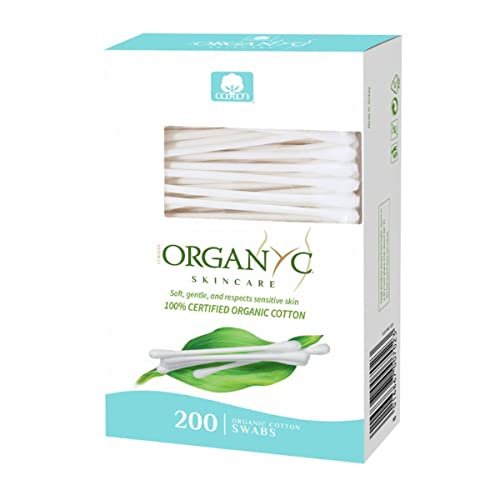 Organyc 100% Bio-Baumwoll-Wattestäbchen – Ohne künstliche Materialien, 200 Stück, Weiß