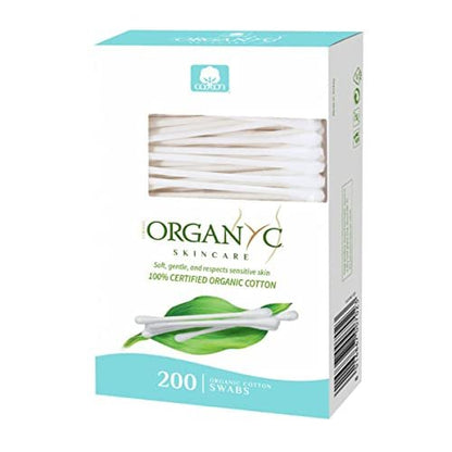 Organyc 100% Bio-Baumwoll-Wattestäbchen – Ohne künstliche Materialien, 200 Stück, Weiß