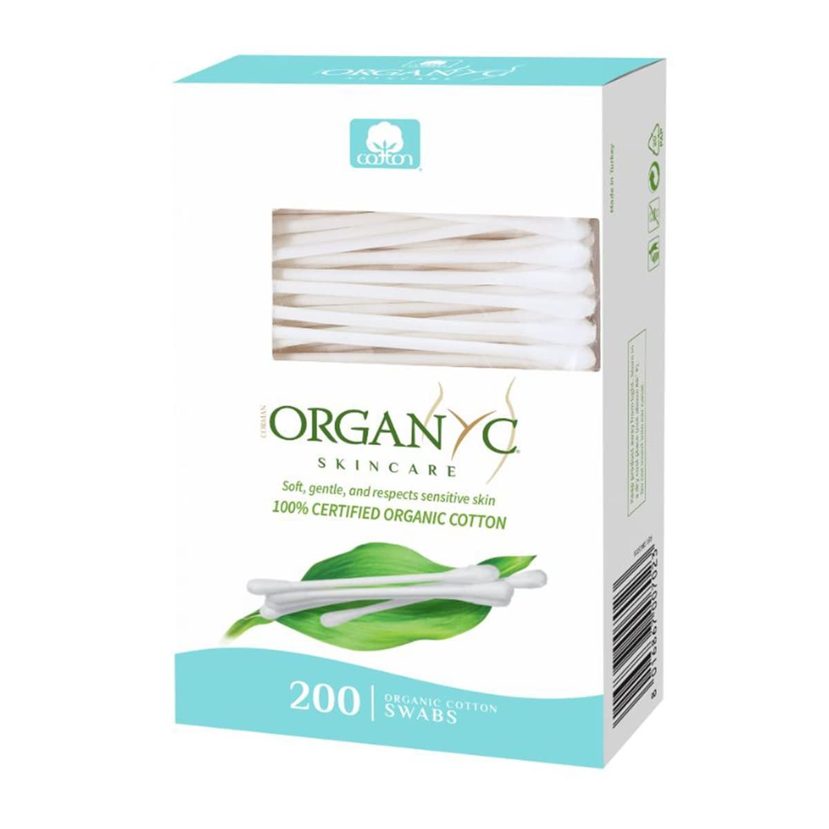 Organyc 100% Bio-Baumwoll-Wattestäbchen – Ohne künstliche Materialien, 200 Stück, Weiß