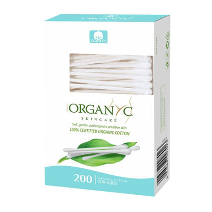 Organyc 100% Bio-Baumwoll-Wattestäbchen – Ohne künstliche Materialien, 200 Stück, Weiß