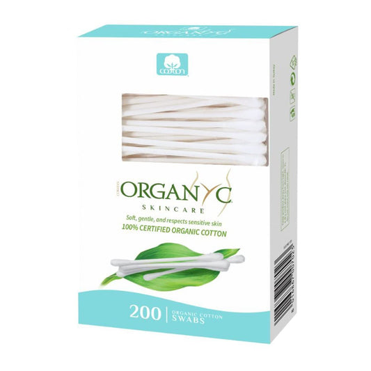 Organyc 100% Bio-Baumwoll-Wattestäbchen – Ohne künstliche Materialien, 200 Stück, Weiß