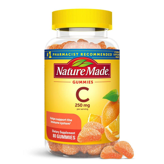 Nature Made Vitamin C Gummis für Erwachsene – 250 mg pro Portion, 80 Gummis, 40 Tage Vorrat – Immununterstützung