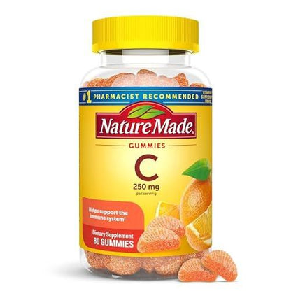 Nature Made Vitamin C Gummis für Erwachsene – 250 mg pro Portion, 80 Gummis, 40 Tage Vorrat – Immununterstützung