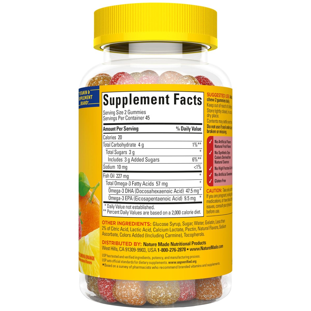 Nature Made Fischöl Omega 3 Gummibärchen – 90 Stück, 45 Tage Vorrat