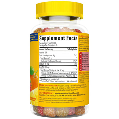 Nature Made Fischöl Omega 3 Gummibärchen – 90 Stück, 45 Tage Vorrat
