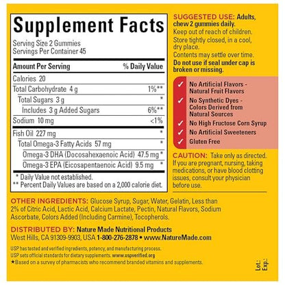 Nature Made Fischöl Omega 3 Gummibärchen – 90 Stück, 45 Tage Vorrat