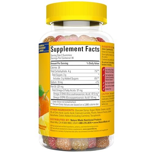 Nature Made Fischöl Omega 3 Gummibärchen – 90 Stück, 45 Tage Vorrat