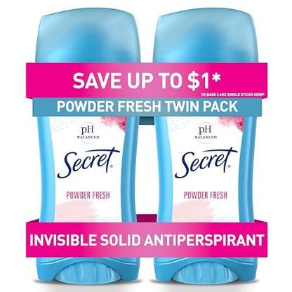 Secret Anti-Transpirant Deodorant Invisible Solid Puder-Frisch Duo-Pack 2 x 147 g