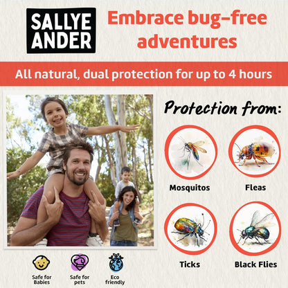 SALLYEANDER No Bite Me Natürliches Insektenschutzmittel & Anti-Juckreiz Lotion – DEET-frei, sicher für Kinder, Babys & Erwachsene – Vertreibt Mücken, Kriebelmücken, Flöhe & Zecken – Hergestellt in USA, 59 ml