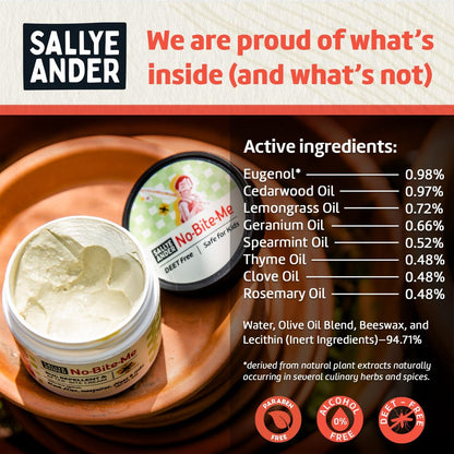 SALLYEANDER No Bite Me Natürliches Insektenschutzmittel & Anti-Juckreiz Lotion – DEET-frei, sicher für Kinder, Babys & Erwachsene – Vertreibt Mücken, Kriebelmücken, Flöhe & Zecken – Hergestellt in USA, 59 ml