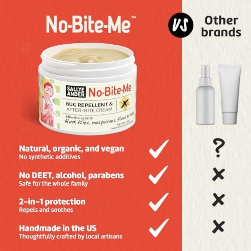 SALLYEANDER No Bite Me Natürliches Insektenschutzmittel & Anti-Juckreiz Lotion – DEET-frei, sicher für Kinder, Babys & Erwachsene – Vertreibt Mücken, Kriebelmücken, Flöhe & Zecken – Hergestellt in USA, 59 ml