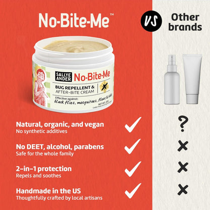 SALLYEANDER No Bite Me Natürliches Insektenschutzmittel & Anti-Juckreiz Lotion – DEET-frei, sicher für Kinder, Babys & Erwachsene – Vertreibt Mücken, Kriebelmücken, Flöhe & Zecken – Hergestellt in USA, 59 ml